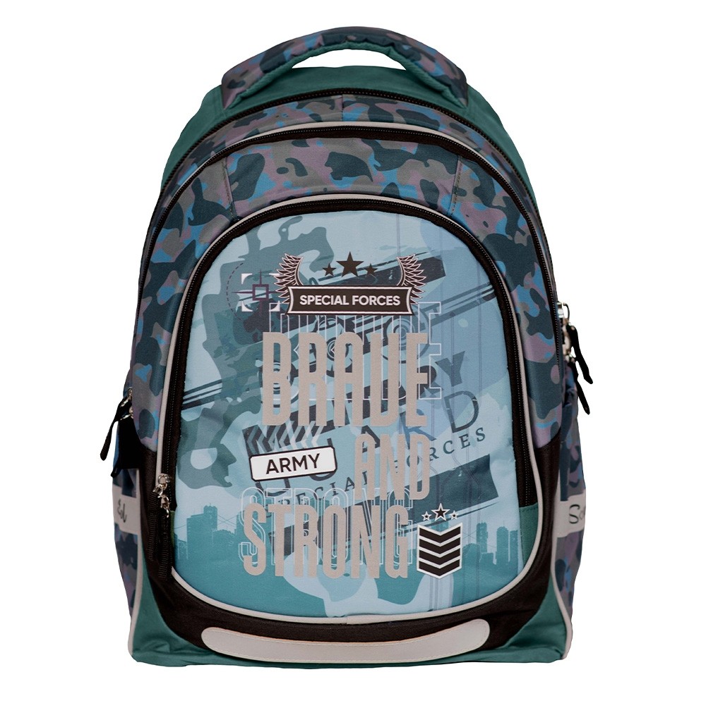 Ghiozdan anatomic BRAVE AND STRONG, compartiment principal spatios, bretele moi si reglabile, baza spuma EVA, inaltime 41 cm - imagine 4